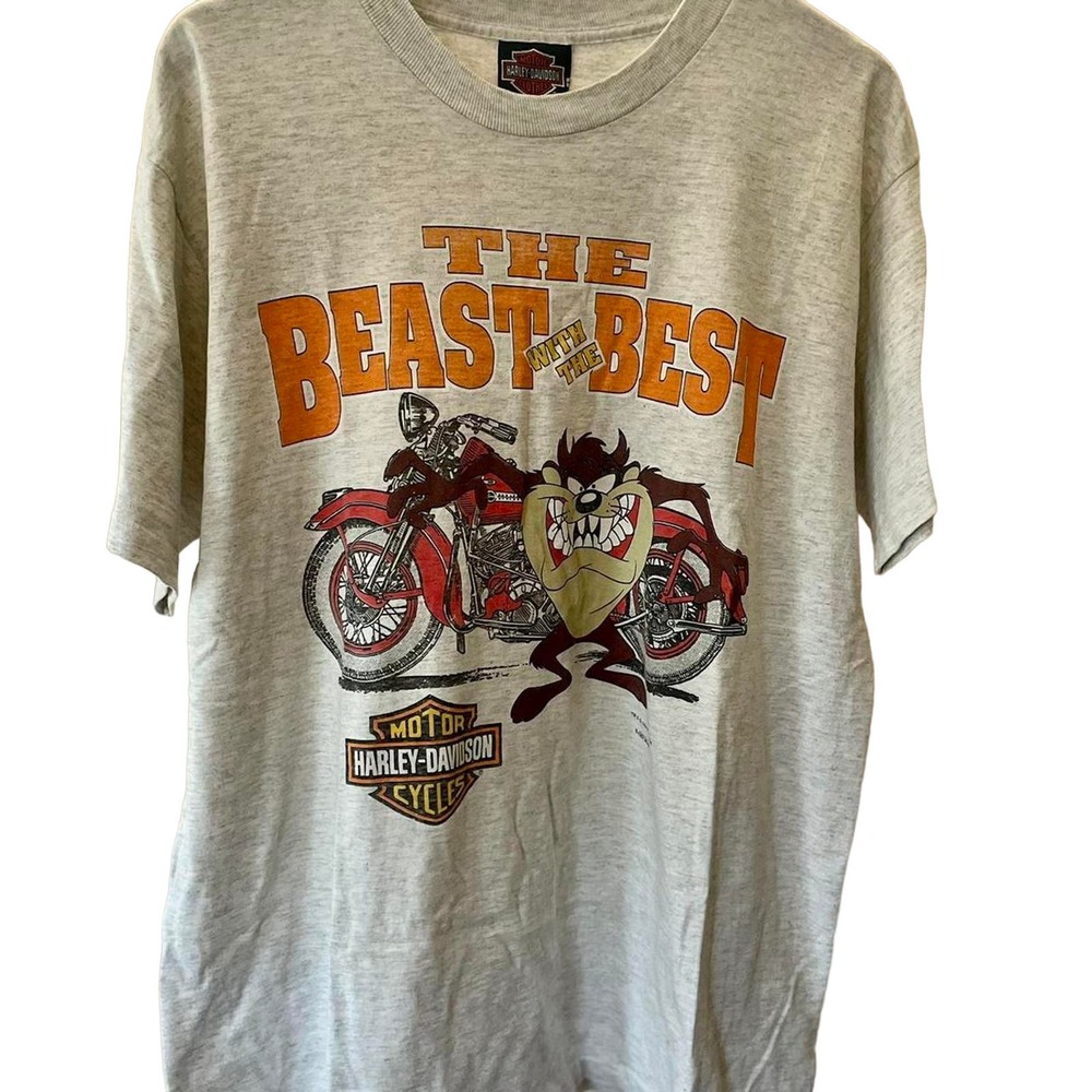 Vintage 90s Beast with the Best Harley Davidson Taz 1993 Single Stitch Adult XL - Picture 1 of 4